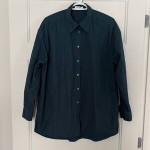 Babaton Teal Collared Shirt Oversized Sz small 100% cotton